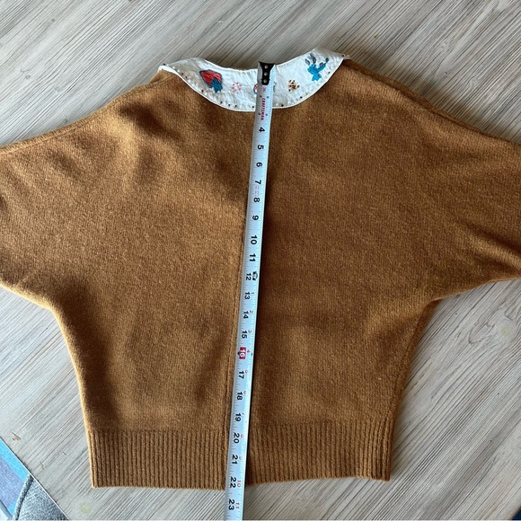 Japanese brand embroidered and beaded collar knit cardigan russet color Size S - Picture 12 of 13